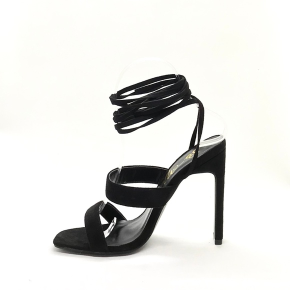 Black Lace Up Heels - Picture 3 of 3